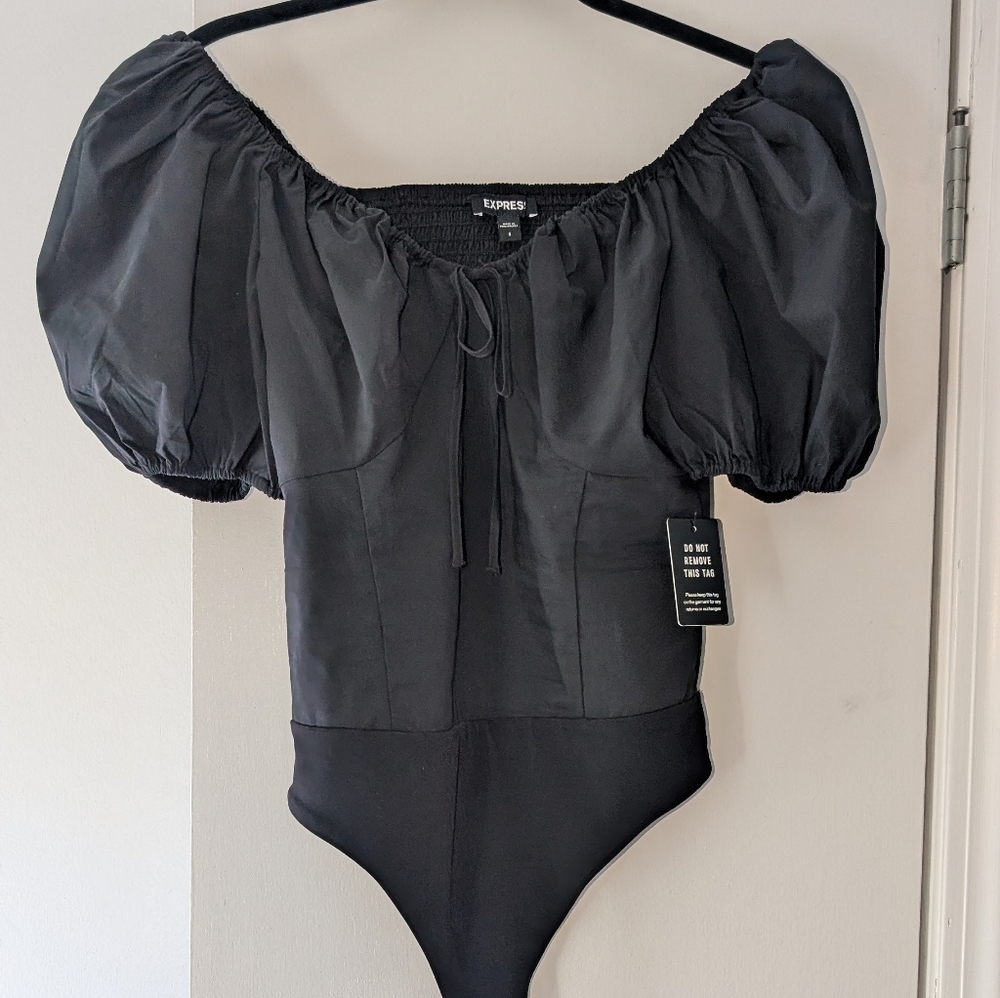 Black Off-Shoulder Bodysuit
